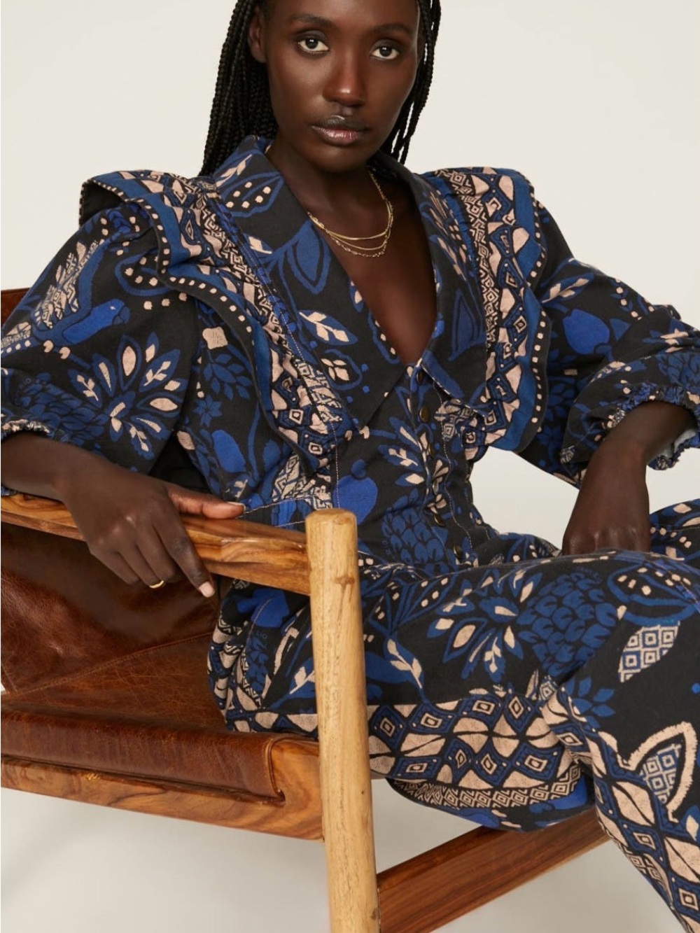 FARM Rio Macaw Forest Tropical Jumpsuit Black Blue Cotton Sz M - Picture 3 of 11